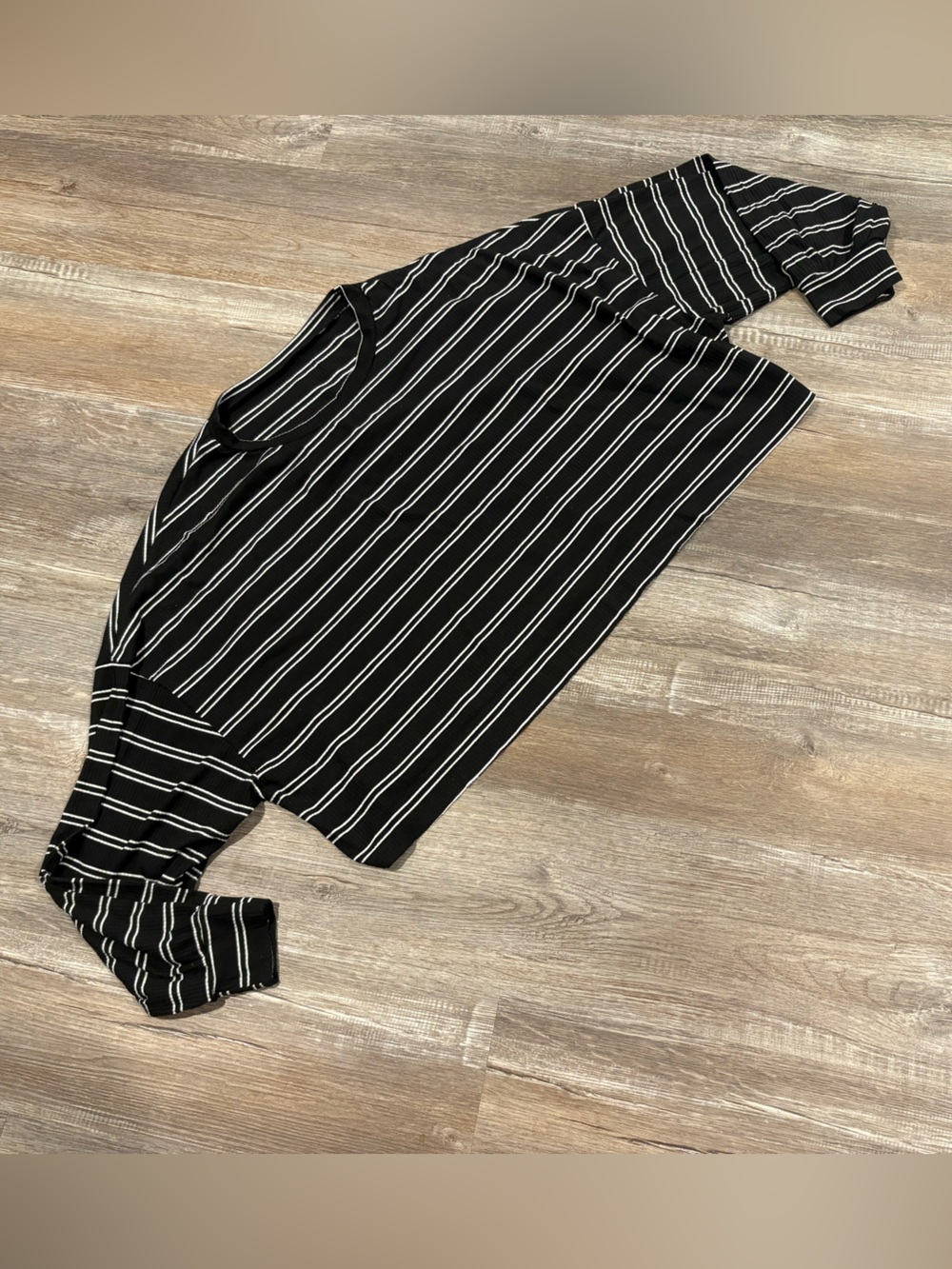 Striped Black & White Long Sleeve Crop Top